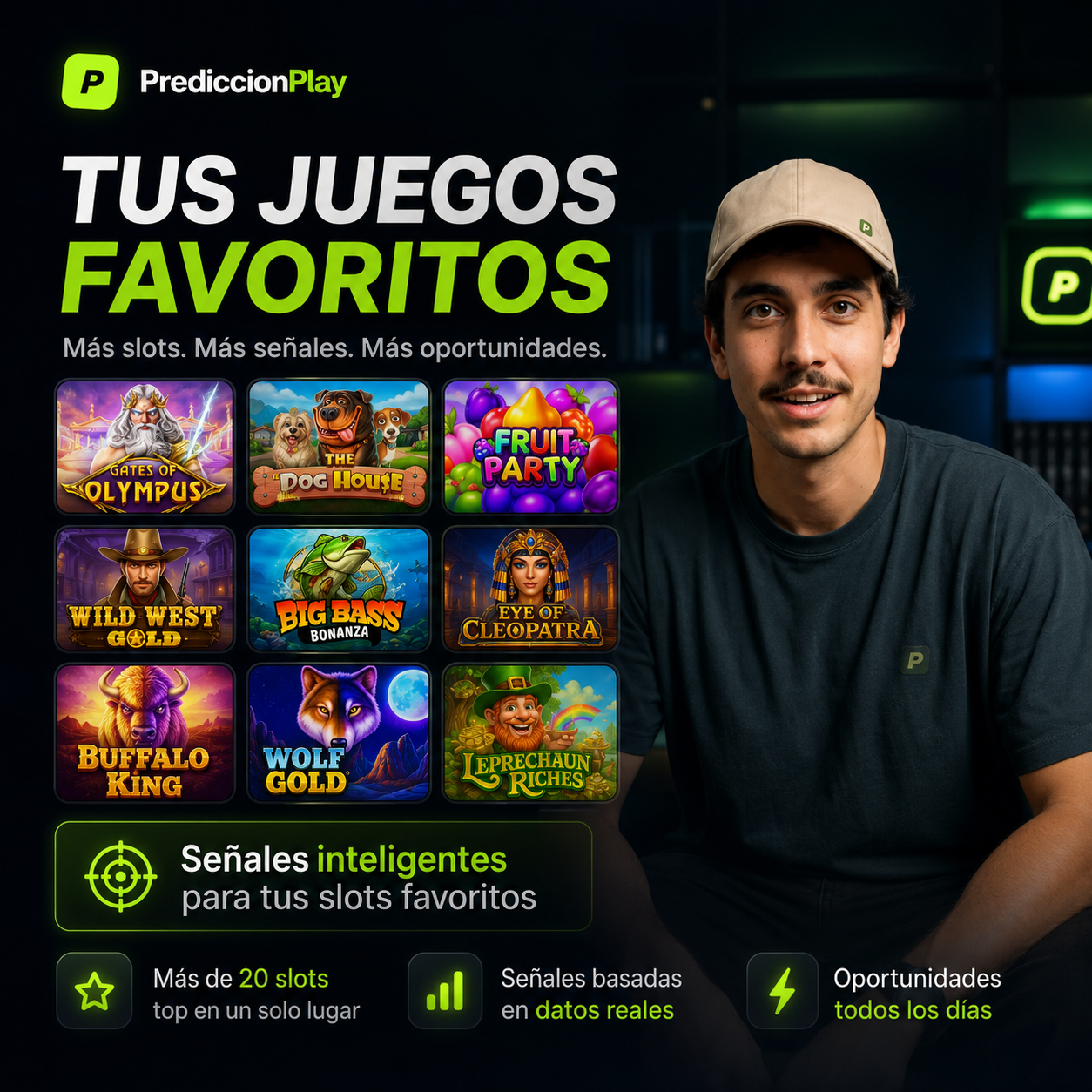 Plataforma PrediccionPlay mostrando señales de casino y pronósticos deportivos analizados con inteligencia artificial